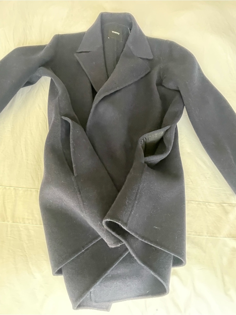 Theory Clairene Open Front Wool Cashmere Blend Jacket Blazer Navy Blue - Picture 11 of 13